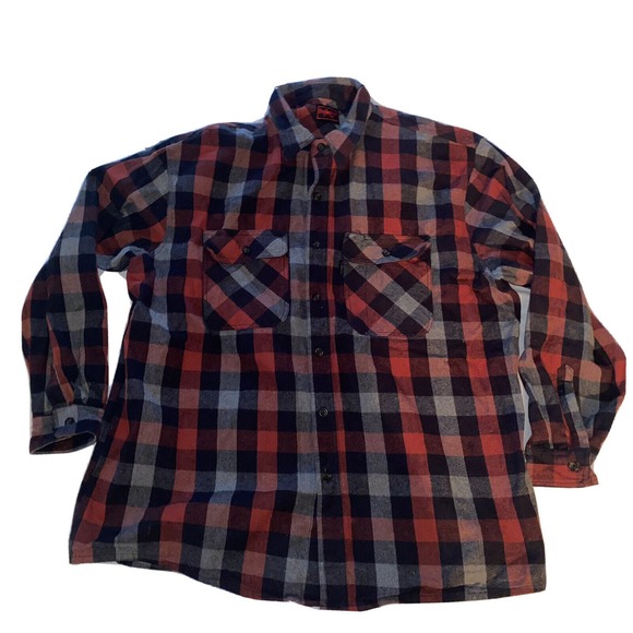Five Brother Men's Heavyweight Flannel Plaid Shirt Men Size 2X Red‎ Grey Black - Picture 1 of 11